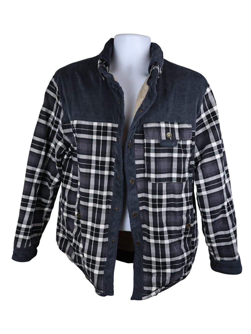Zaitun Men’s Plaid Sherpa Lined Flannel Jacket Snap Button Winter Coat S